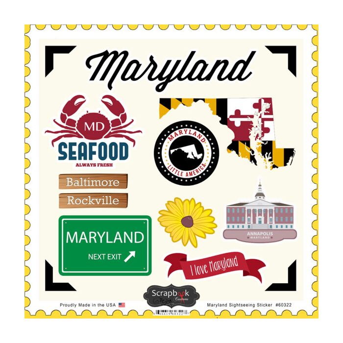 Scrapbook Customs State SIGHTSEEING STICKER-Maryland