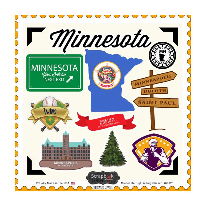 Scrapbook Customs State SIGHTSEEING STICKER-Minnesota