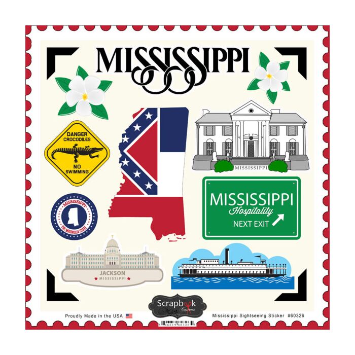 Scrapbook Customs State SIGHTSEEING STICKER-Mississippi