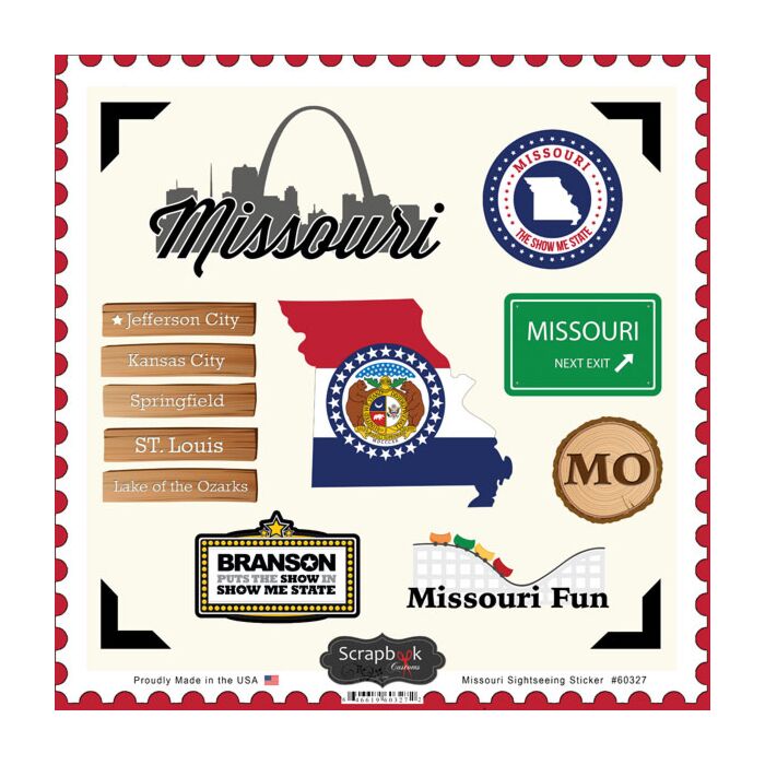 Scrapbook Customs State SIGHTSEEING STICKER-Missouri