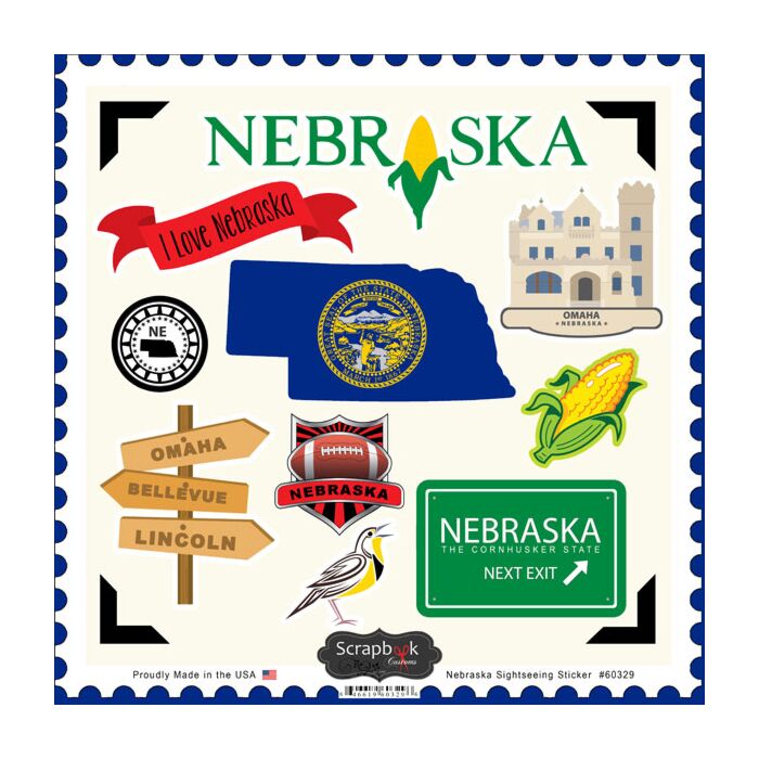 Scrapbook Customs State SIGHTSEEING STICKER-Nebraska