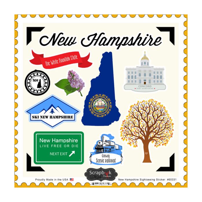 Scrapbook Customs State SIGHTSEEING STICKER-New Hamshire