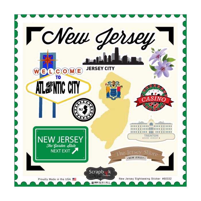 Scrapbook Customs State SIGHTSEEING STICKER-New Jersey