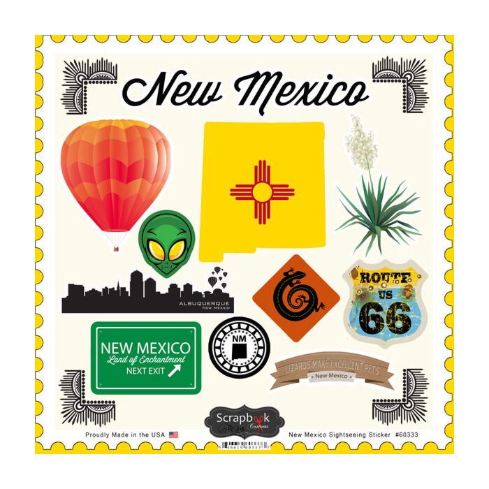 Scrapbook Customs State SIGHTSEEING STICKER-New Mexico