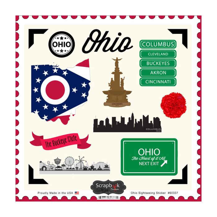 Scrapbook Customs State SIGHTSEEING STICKER-Ohio