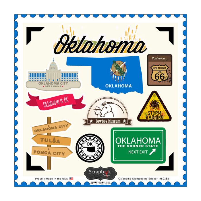 Scrapbook Customs State SIGHTSEEING STICKER-Oklahoma