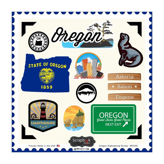 Scrapbook Customs State SIGHTSEEING STICKER-Oregon