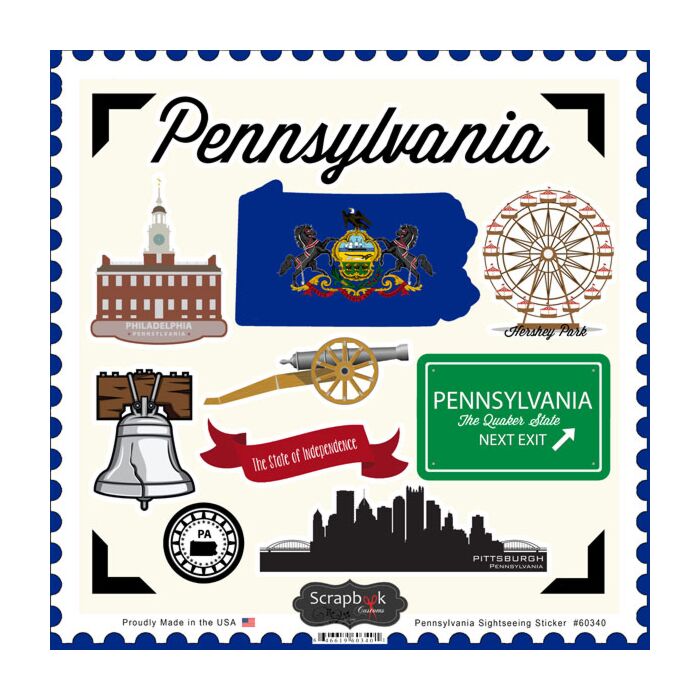 Scrapbook Customs State SIGHTSEEING STICKER-Pennsylvania