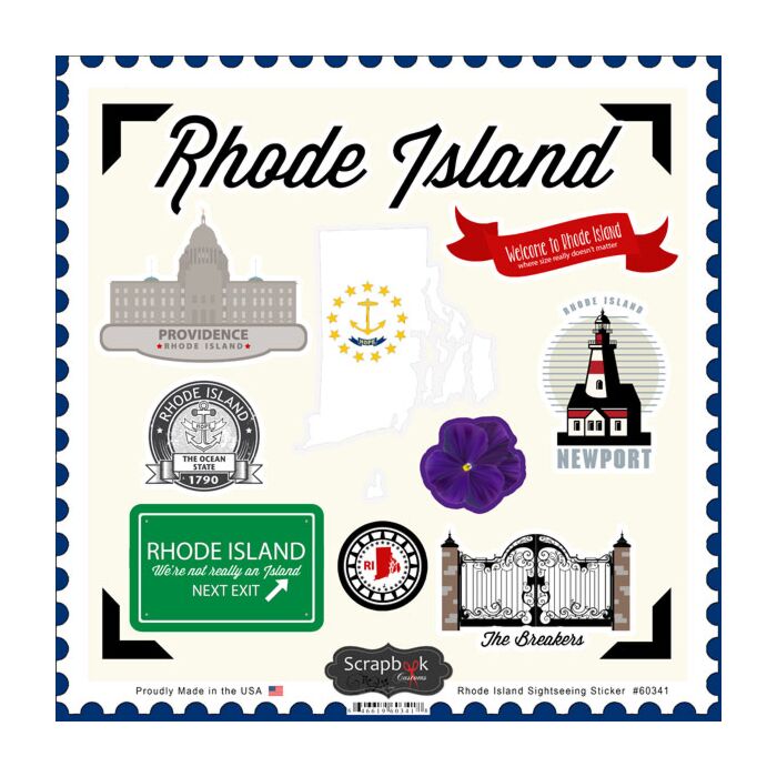 Scrapbook Customs State SIGHTSEEING STICKER-Rhode Island