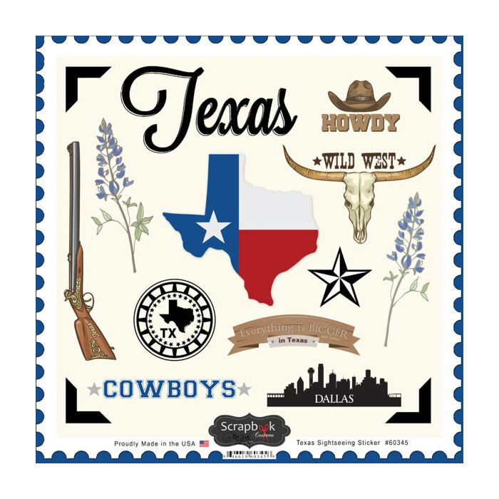 Scrapbook Customs State SIGHTSEEING STICKER-Texas