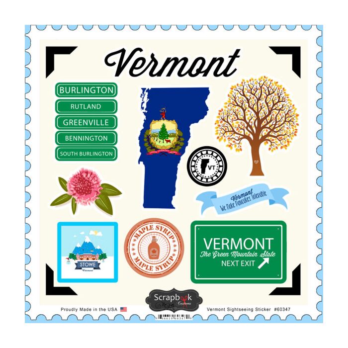 Scrapbook Customs State SIGHTSEEING STICKER-Vermont