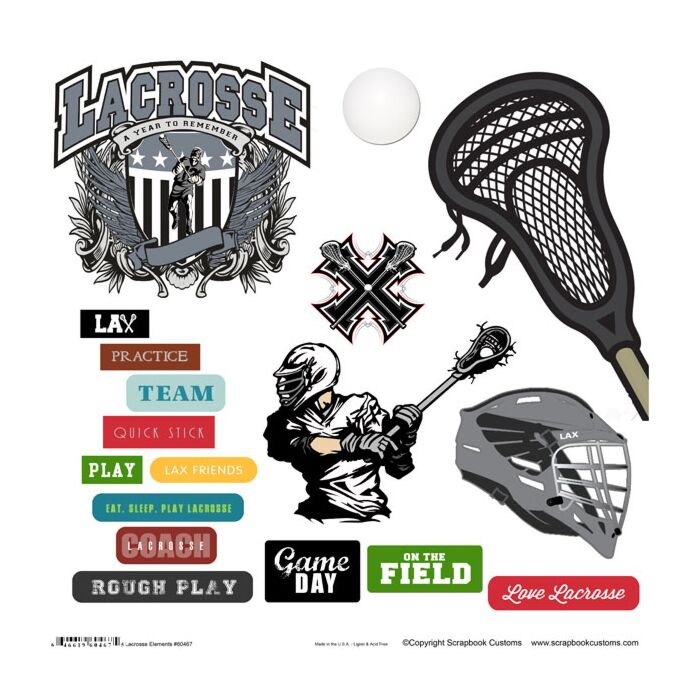 Scrapbook Customs Lacrosse Elements - Sticker Cut-Outs 