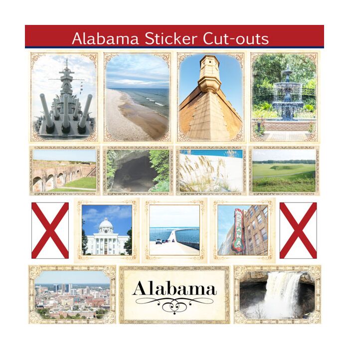 Scrapbook Customs State Sightseeing Picture Cut-Outs Sticker-Alabama