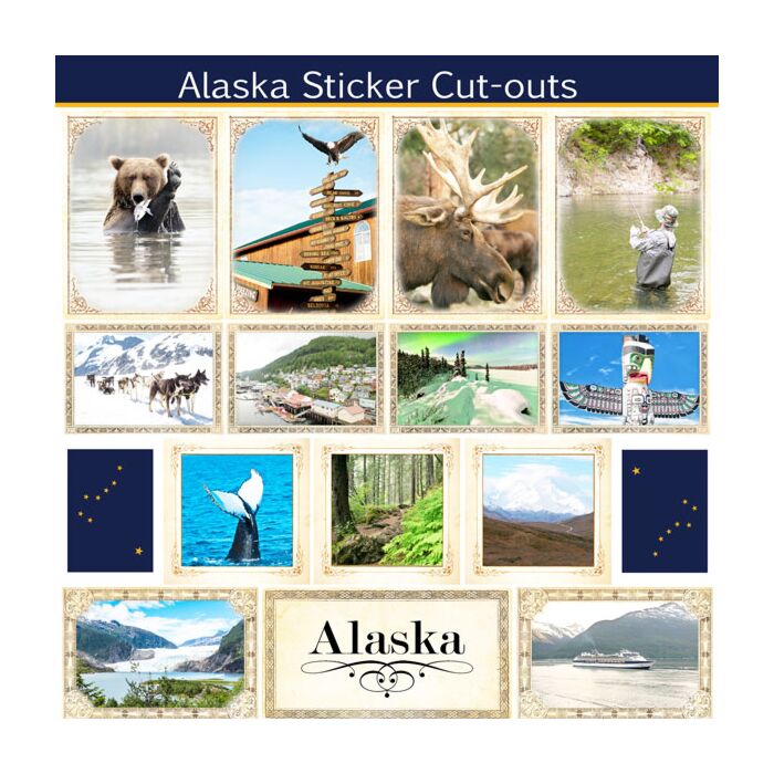 Scrapbook Customs State Sightseeing Picture Cut-Outs Sticker-Alaska