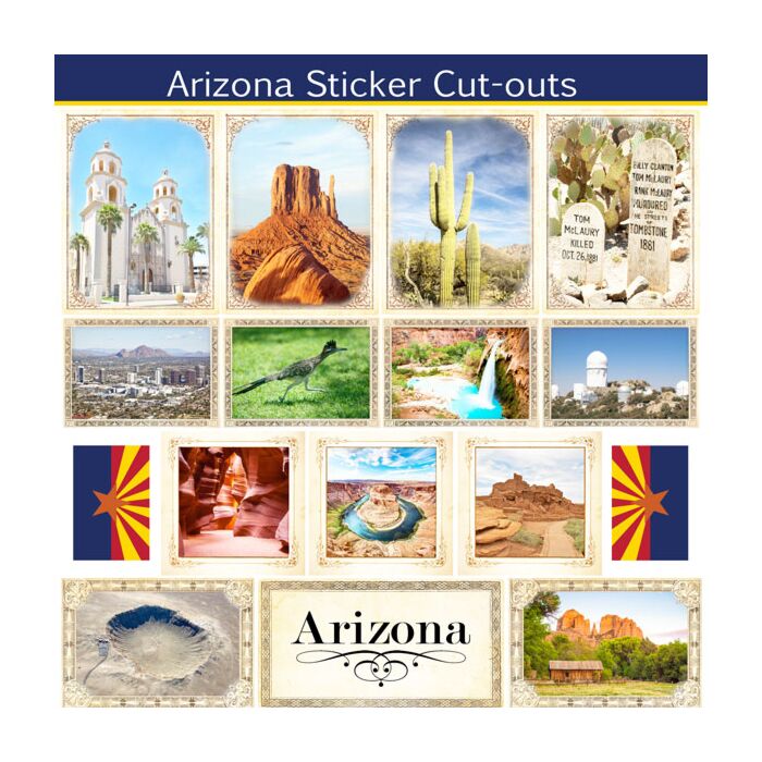 Scrapbook Customs State Sightseeing Picture Cut-Outs Sticker-Arizona