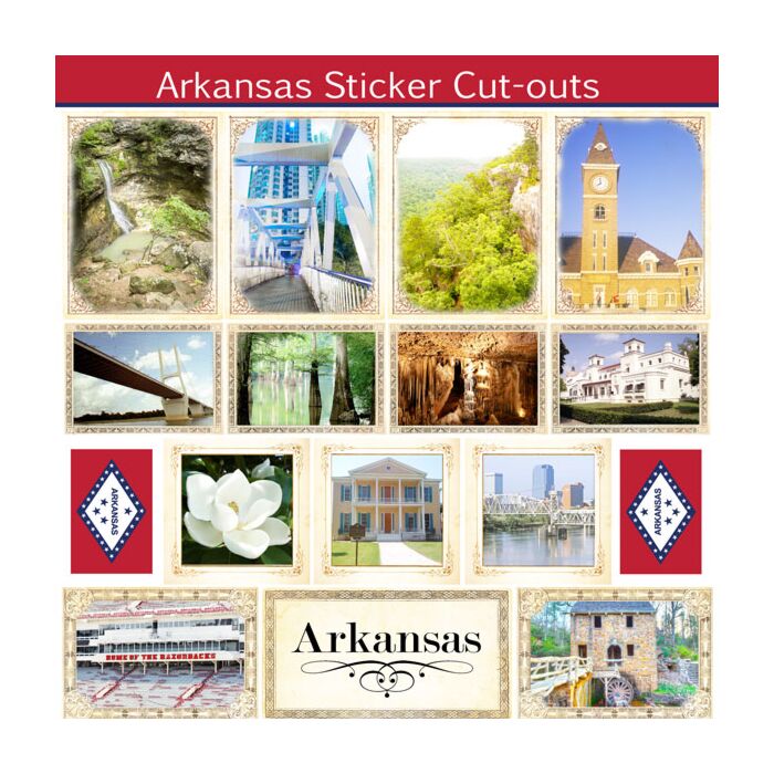 Scrapbook Customs State Sightseeing Picture Cut-Outs Sticker-Arkansas