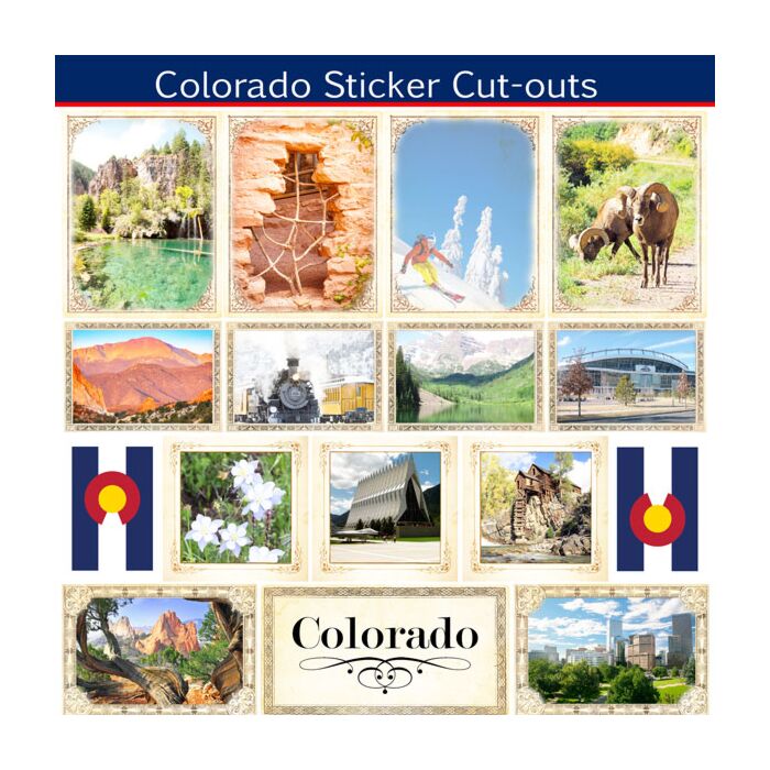 Scrapbook Customs State Sightseeing Picture Cut-Outs Sticker-Colorado