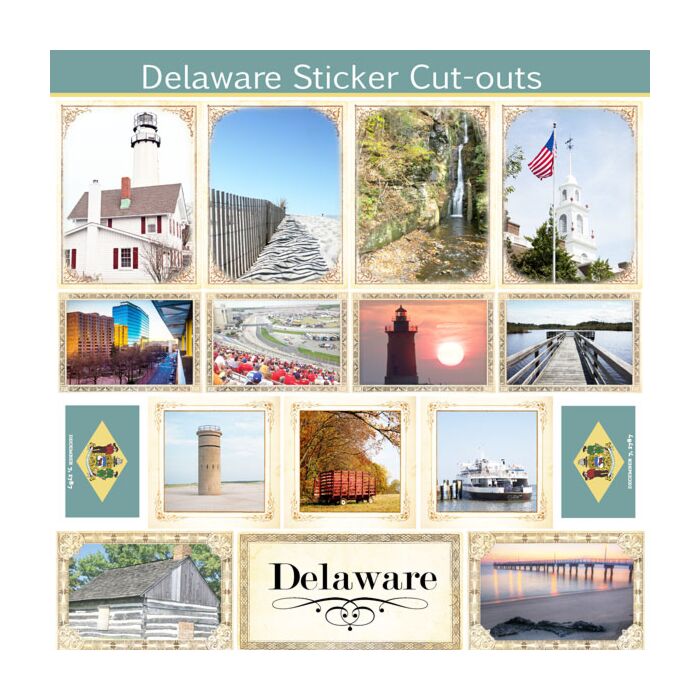 Scrapbook Customs State Sightseeing Picture Cut-Outs Sticker-Delaware