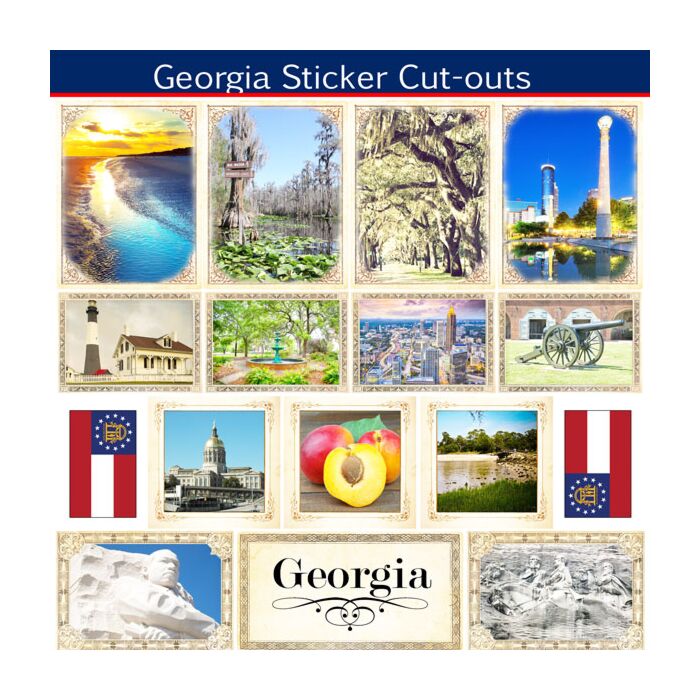 Scrapbook Customs State Sightseeing Picture Cut-Outs Sticker-Georgia