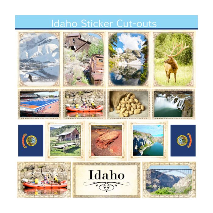 Scrapbook Customs State Sightseeing Picture Cut-Outs Sticker-Idaho