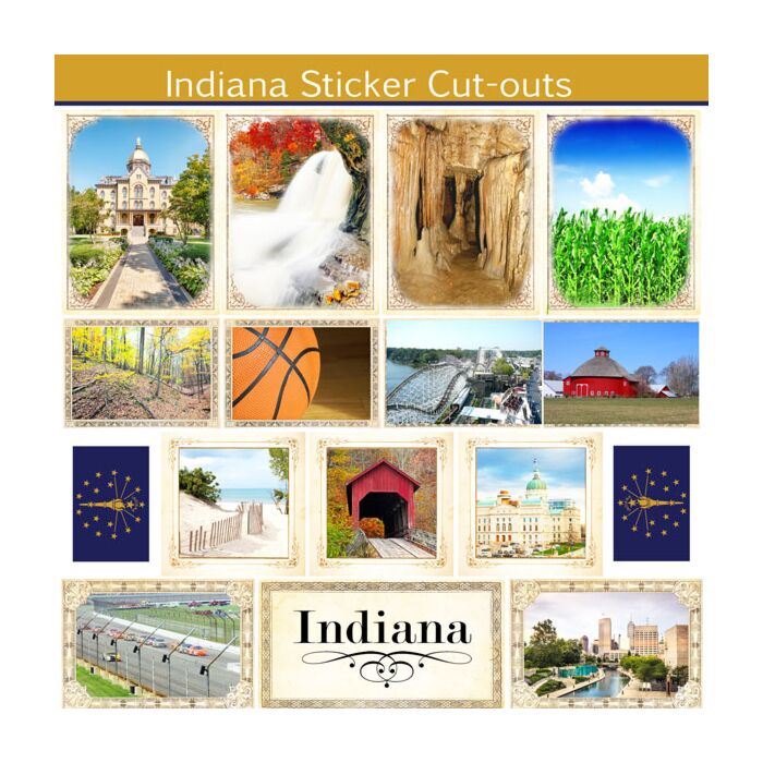 Scrapbook Customs State Sightseeing Picture Cut-Outs Sticker-Indiana