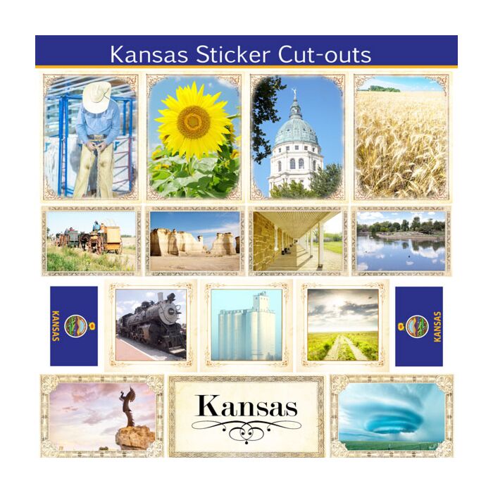 Scrapbook Customs State Sightseeing Picture Cut-Outs Sticker-Kansas