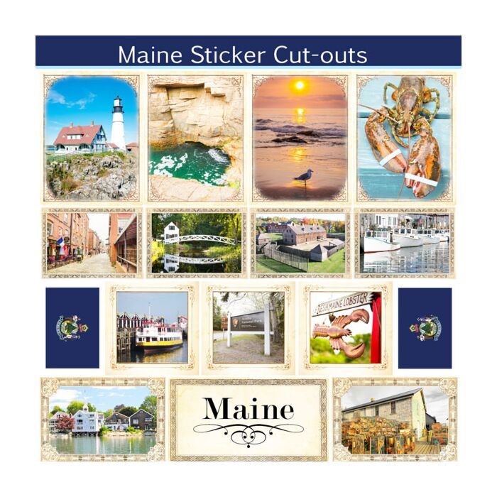 Scrapbook Customs State Sightseeing Picture Cut-Outs Sticker-Maine