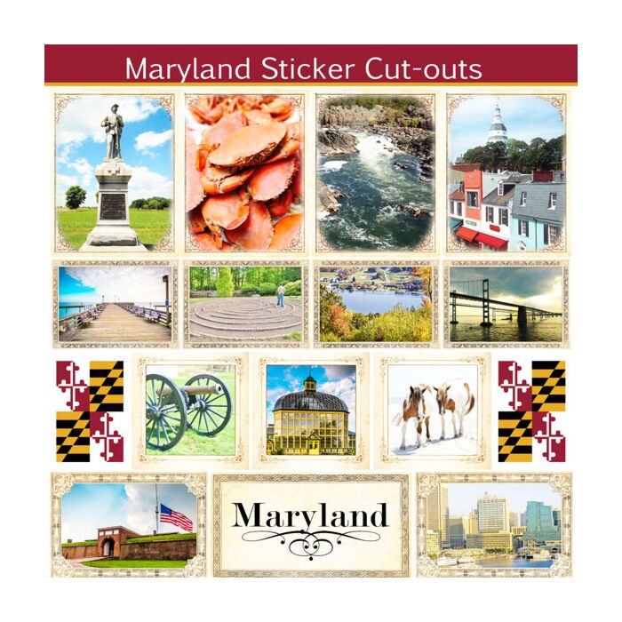 Scrapbook Customs State Sightseeing Picture Cut-Outs Sticker-Maryland