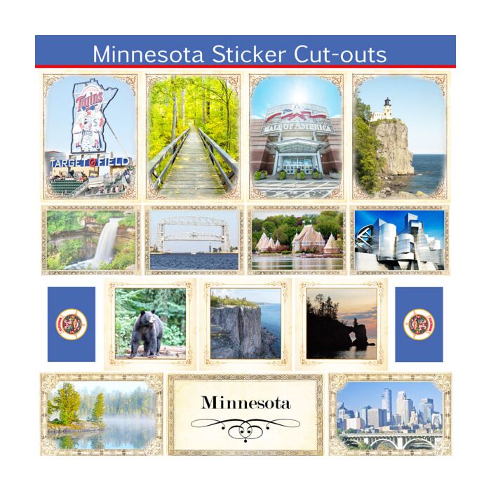 Scrapbook Customs State Sightseeing Picture Cut-Outs Sticker-Minnesota