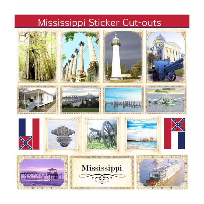 Scrapbook Customs State Sightseeing Picture Cut-Outs Sticker-Mississippi