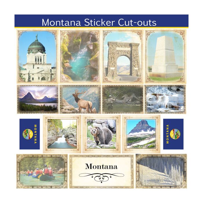 Scrapbook Customs State Sightseeing Picture Cut-Outs Sticker-Montana