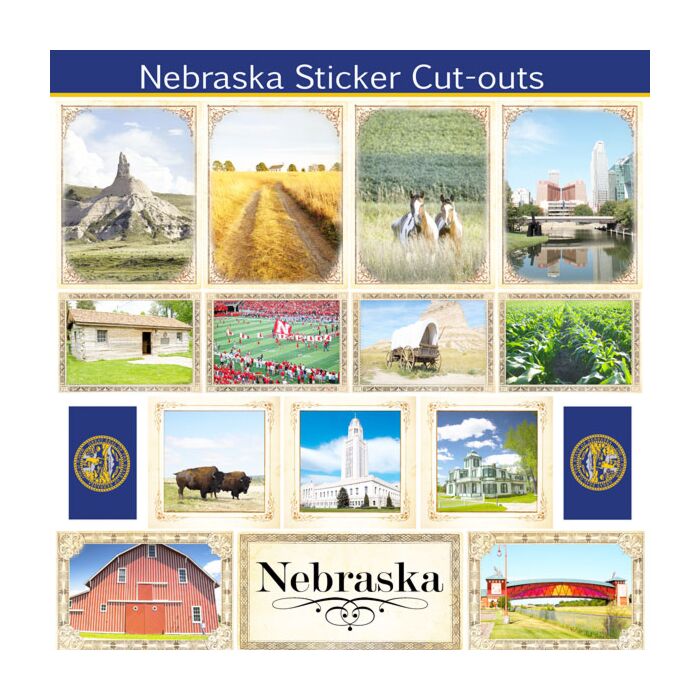 Scrapbook Customs State Sightseeing Picture Cut-Outs Sticker-Nebraska