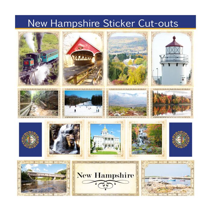 Scrapbook Customs State Sightseeing Picture Cut-Outs Sticker-New Hamshire