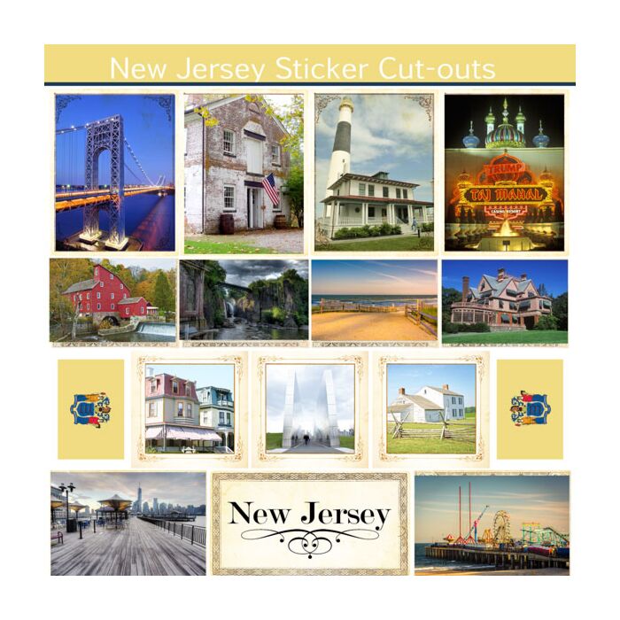 Scrapbook Customs State Sightseeing Picture Cut-Outs Sticker-New Jersey