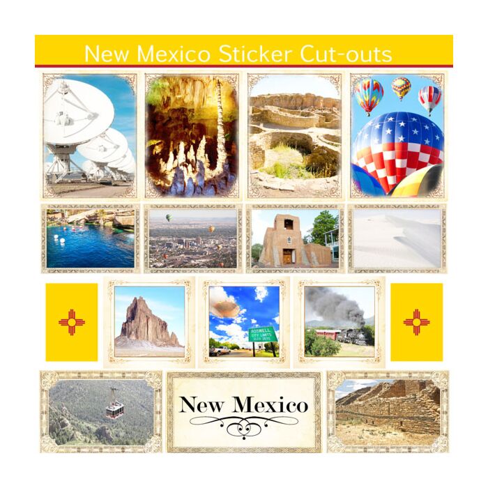 Scrapbook Customs State Sightseeing Picture Cut-Outs Sticker-New Mexico