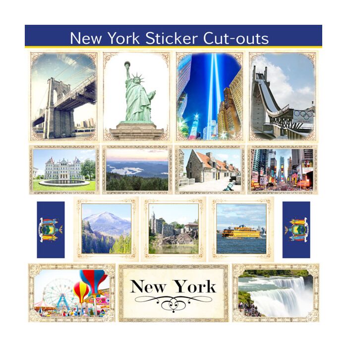Scrapbook Customs State Sightseeing Picture Cut-Outs Sticker-New York