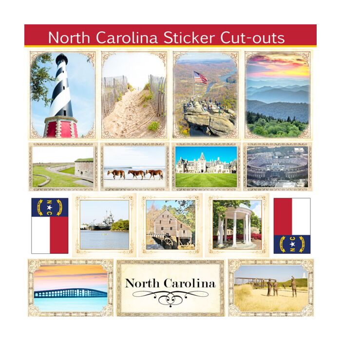 Scrapbook Customs State Sightseeing Picture Cut-Outs Sticker-North Carolina