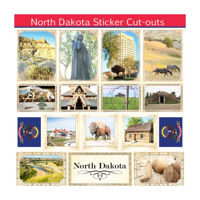 Scrapbook Customs State Sightseeing Picture Cut-Outs Sticker-North Dakota