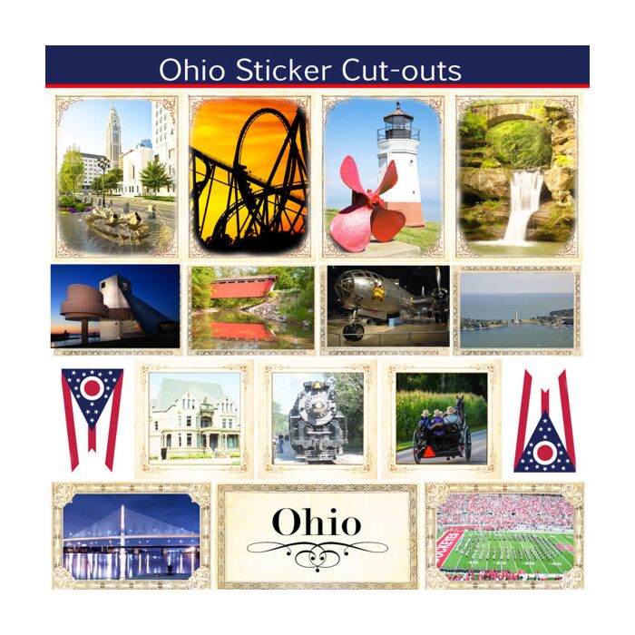 Scrapbook Customs State Sightseeing Picture Cut-Outs Sticker-Ohio