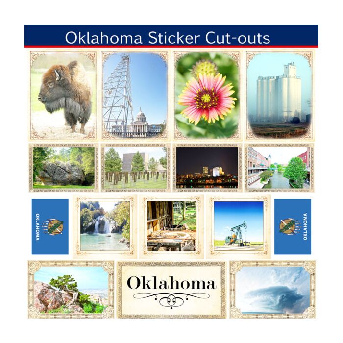 Scrapbook Customs State Sightseeing Picture Cut-Outs Sticker-Oklahoma