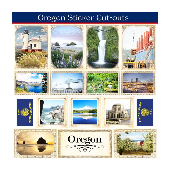 Scrapbook Customs State Sightseeing Picture Cut-Outs Sticker-Oregon