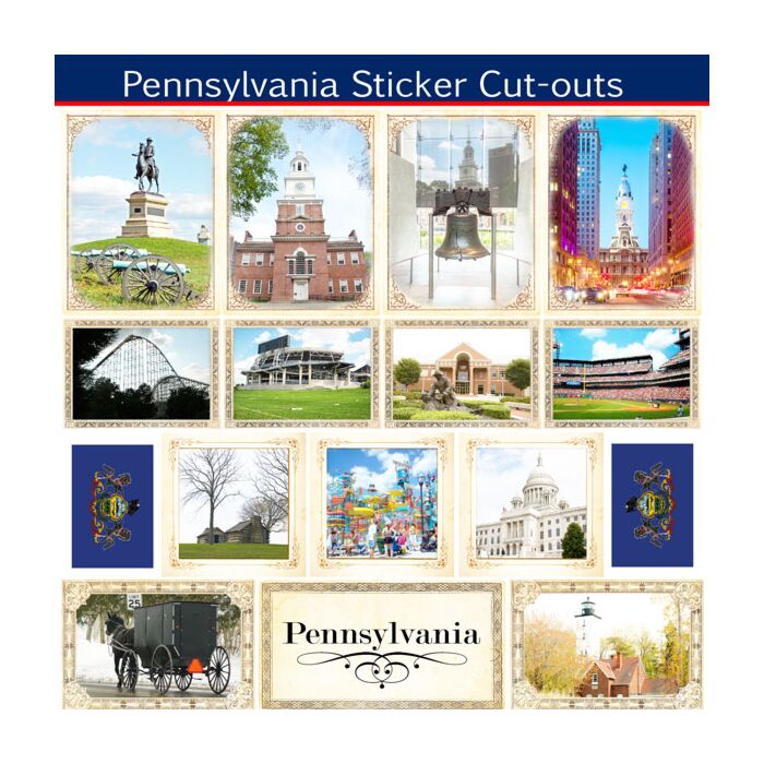 Scrapbook Customs State Sightseeing Picture Cut-Outs Sticker-Pennsylvania
