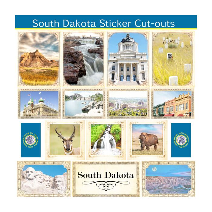 Scrapbook Customs State Sightseeing Picture Cut-Outs Sticker-South Dakota