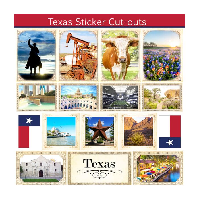 Scrapbook Customs State Sightseeing Picture Cut-Outs Sticker-Texas