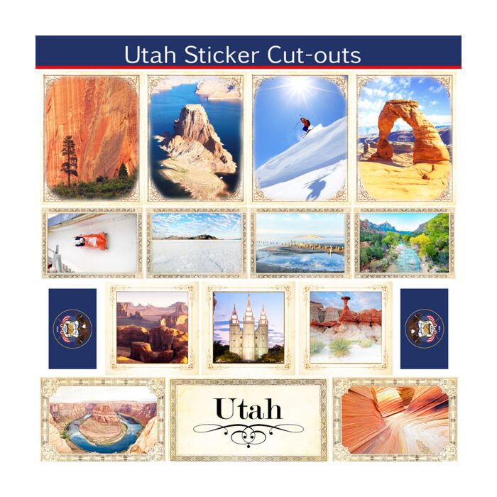 Scrapbook Customs State Sightseeing Picture Cut-Outs Sticker-Utah