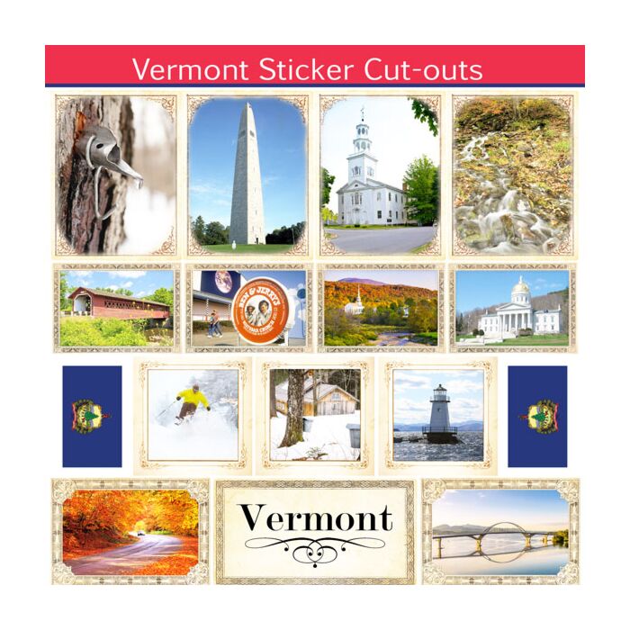 Scrapbook Customs State Sightseeing Picture Cut-Outs Sticker-Vermont