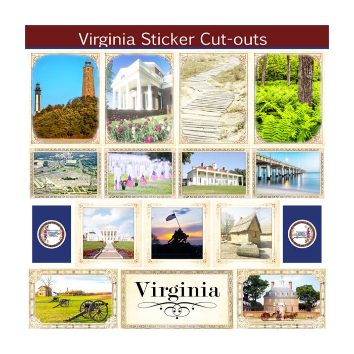 Scrapbook Customs State Sightseeing Picture Cut-Outs Sticker-Virginia