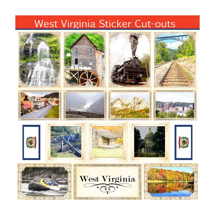 Scrapbook Customs State Sightseeing Picture Cut-Outs Sticker-West Virginia