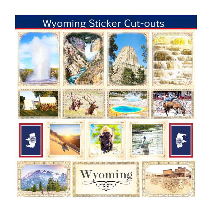 Scrapbook Customs State Sightseeing Picture Cut-Outs Sticker-Wyoming