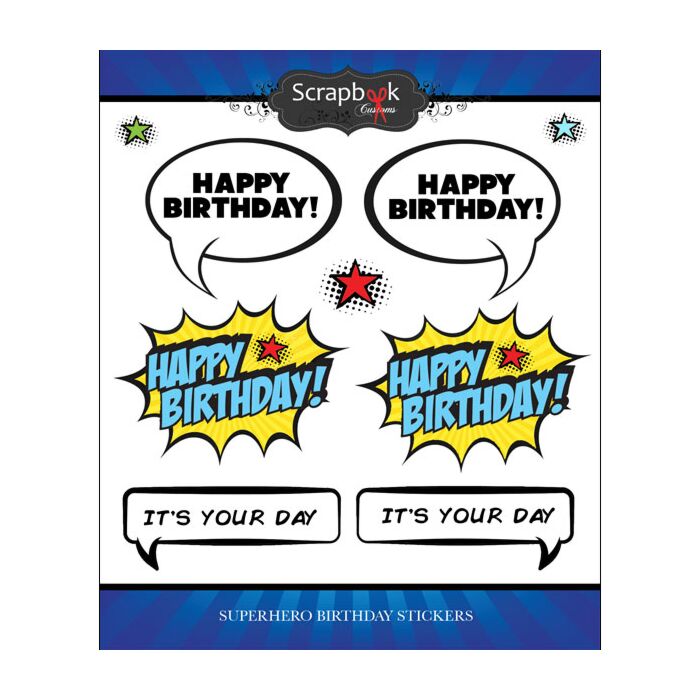 Scrapbook Customs Superhero Birthday Sticker